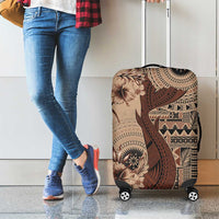 Bula Fiji Luggage Cover Shark Tail Beige Masi Tapa LT7 - Polynesian Pride