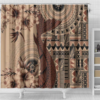 Bula Fiji Shower Curtain Shark Tail Beige Masi Tapa