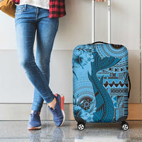 Bula Fiji Luggage Cover Shark Tail Turquoise Masi Tapa LT7 - Polynesian Pride