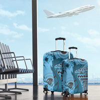Bula Fiji Luggage Cover Shark Tail Turquoise Masi Tapa LT7 - Polynesian Pride