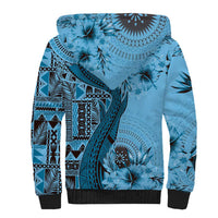 Bula Fiji Sherpa Hoodie Shark Tail Turquoise Masi Tapa