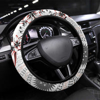 Bula Fiji Steering Wheel Cover Shark Tail White Masi Tapa LT7 Universal Fit White - Polynesian Pride