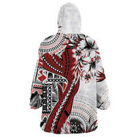 Bula Fiji Wearable Blanket Hoodie Shark Tail White Masi Tapa