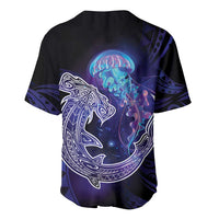 Polynesian Aumakua Baseball Jersey Jellyfish with Shark - Polynesian Pride