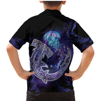 Polynesian Aumakua Family Matching Mermaid Dress and Hawaiian Shirt Jellyfish with Shark LT7 - Polynesian Pride