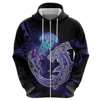 Polynesian Aumakua Hoodie Jellyfish with Shark - Polynesian Pride