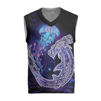 Polynesian Aumakua Christmas Knitted V-Neck Vest Jellyfish with Shark - Polynesian Pride