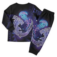 Polynesian Aumakua Christmas Pajama Set Jellyfish with Shark LT7 - Polynesian Pride