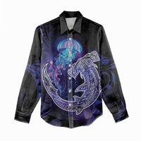 Polynesian Aumakua Women Casual Shirt Jellyfish with Shark - Polynesian Pride
