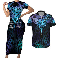 Aotearoa Maori Te Whai Rahi Couples Matching Short Sleeve Bodycon Dress and Hawaiian Shirt Tala - Nowhere You Could Go That I Won't Be With You - Polynesian Pride