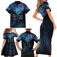 Aotearoa Maori Te Whai Rahi Family Matching Short Sleeve Bodycon Dress and Hawaiian Shirt Tala - Nowhere You Could Go That I Won't Be With You - Polynesian Pride