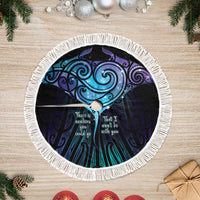 Aotearoa Maori Te Whai Rahi Tree Skirt Tala - Nowhere You Could Go That I Won't Be With You LT7 Fringed Teal Purple - Polynesian Pride