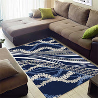 Polynesian Puakeniken Pikake Twisted Lei Area Rug Navy Blue - Polynesian Pride