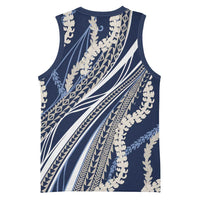 Polynesian Puakeniken Pikake Twisted Lei Basketball Jersey Navy Blue - Polynesian Pride