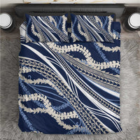 Polynesian Puakeniken Pikake Twisted Lei Bedding Set Navy Blue - Polynesian Pride
