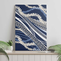 Polynesian Puakeniken Pikake Twisted Lei Canvas Wall Art Navy Blue - Polynesian Pride