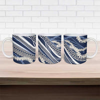 Polynesian Puakeniken Pikake Twisted Lei Ceramic Mug Navy Blue - Polynesian Pride