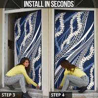 Polynesian Puakeniken Pikake Twisted Lei Door Cover Navy Blue - Polynesian Pride