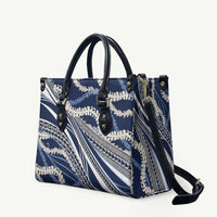 Polynesian Puakeniken Pikake Twisted Lei Leather Bag Navy Blue - Polynesian Pride