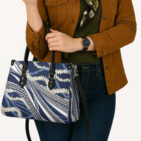 Polynesian Puakeniken Pikake Twisted Lei Leather Bag Navy Blue - Polynesian Pride
