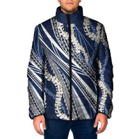 Polynesian Puakeniken Pikake Twisted Lei Padded Jacket Navy Blue - Polynesian Pride