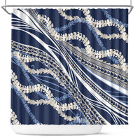 Polynesian Puakeniken Pikake Twisted Lei Shower Curtain Navy Blue LT7 Navy Blue - Polynesian Pride