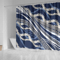Polynesian Puakeniken Pikake Twisted Lei Shower Curtain Navy Blue LT7 - Polynesian Pride