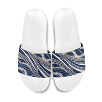 Polynesian Puakeniken Pikake Twisted Lei Slide Sandals Navy Blue - Polynesian Pride