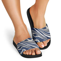 Polynesian Puakeniken Pikake Twisted Lei Slide Sandals Navy Blue - Polynesian Pride