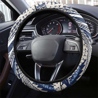 Polynesian Puakeniken Pikake Twisted Lei Steering Wheel Cover Navy Blue - Polynesian Pride