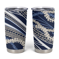 Polynesian Puakeniken Pikake Twisted Lei Tumbler Cup Navy Blue - Polynesian Pride