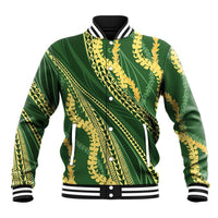 Polynesian Puakeniken Pikake Twisted Lei Baseball Jacket Emerald LT7 Unisex Emerald - Polynesian Pride