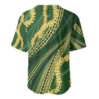 Polynesian Puakeniken Pikake Twisted Lei Baseball Jersey Emerald - Polynesian Pride