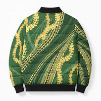 Polynesian Puakeniken Pikake Twisted Lei Bomber Puffer Jacket Emerald - Polynesian Pride