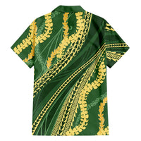 Polynesian Puakeniken Pikake Twisted Lei Family Matching Summer Maxi Dress and Hawaiian Shirt Emerald LT7 - Polynesian Pride
