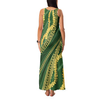 Polynesian Puakeniken Pikake Twisted Lei Family Matching Tank Maxi Dress and Hawaiian Shirt Emerald - Polynesian Pride