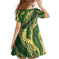 Polynesian Puakeniken Pikake Twisted Lei Kid Short Sleeve Dress Emerald LT7 - Polynesian Pride
