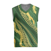 Polynesian Puakeniken Pikake Twisted Lei Christmas Knitted V-Neck Vest Emerald - Polynesian Pride