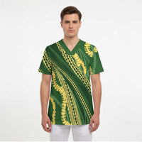 Polynesian Puakeniken Pikake Twisted Lei Scrub Top Emerald - Polynesian Pride
