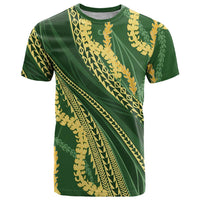 Polynesian Puakeniken Pikake Twisted Lei T Shirt Emerald - Polynesian Pride