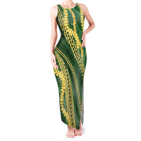 Polynesian Puakeniken Pikake Twisted Lei Tank Maxi Dress Emerald - Polynesian Pride