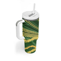 Polynesian Puakeniken Pikake Twisted Lei Tumbler With Handle Emerald - Polynesian Pride