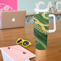 Polynesian Puakeniken Pikake Twisted Lei Tumbler With Handle Emerald - Polynesian Pride