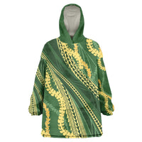 Polynesian Puakeniken Pikake Twisted Lei Wearable Blanket Hoodie Emerald - Polynesian Pride