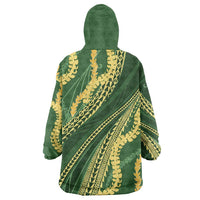 Polynesian Puakeniken Pikake Twisted Lei Wearable Blanket Hoodie Emerald - Polynesian Pride