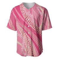 Polynesian Puakeniken Pikake Twisted Lei Baseball Jersey Rose Pink - Polynesian Pride