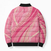 Polynesian Puakeniken Pikake Twisted Lei Bomber Puffer Jacket Rose Pink - Polynesian Pride