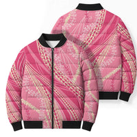 Polynesian Puakeniken Pikake Twisted Lei Bomber Puffer Jacket Rose Pink - Polynesian Pride