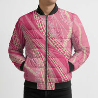 Polynesian Puakeniken Pikake Twisted Lei Bomber Puffer Jacket Rose Pink - Polynesian Pride