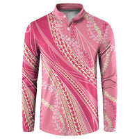 Polynesian Puakeniken Pikake Twisted Lei Button Sweatshirt Rose Pink - Polynesian Pride